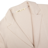 Light Beige Silk Cotton Knitted Milano Blazer with a Maurizio Baldassari label on the neckline, a casual substitute.