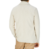 The back view of a man wearing a Maurizio Baldassari Light Brown Cotton Mouline Swacket and tan pants.