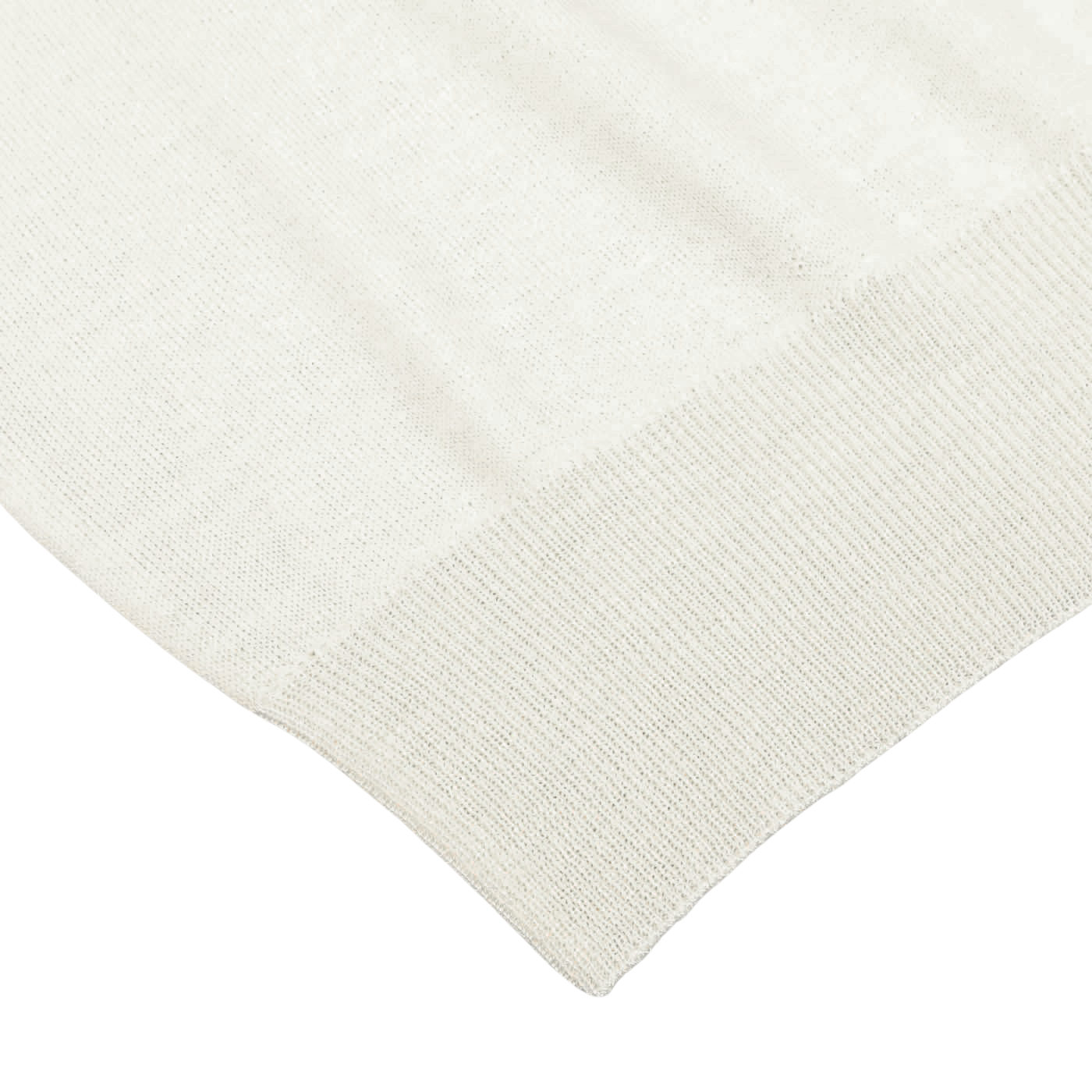 Close-up of the hem of a Mauro Ottaviani Cream 16 Gauge Merino Wool Polo Shirt, crafted from pure merino wool, showing the texture and stitching detail.