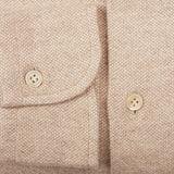 A close up of a Beige Cotton Flannel BD Slim Shirt by Mazzarelli, designed by an Italian shirtmaker.