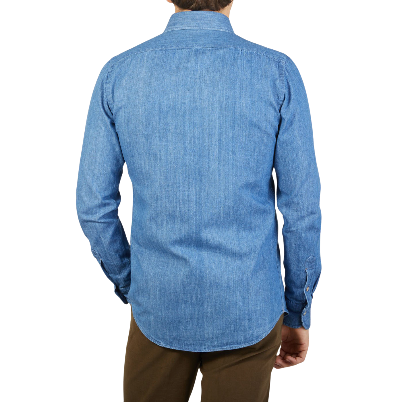 Mazzarelli | Blue Washed Cotton Denim BD Slim Shirt