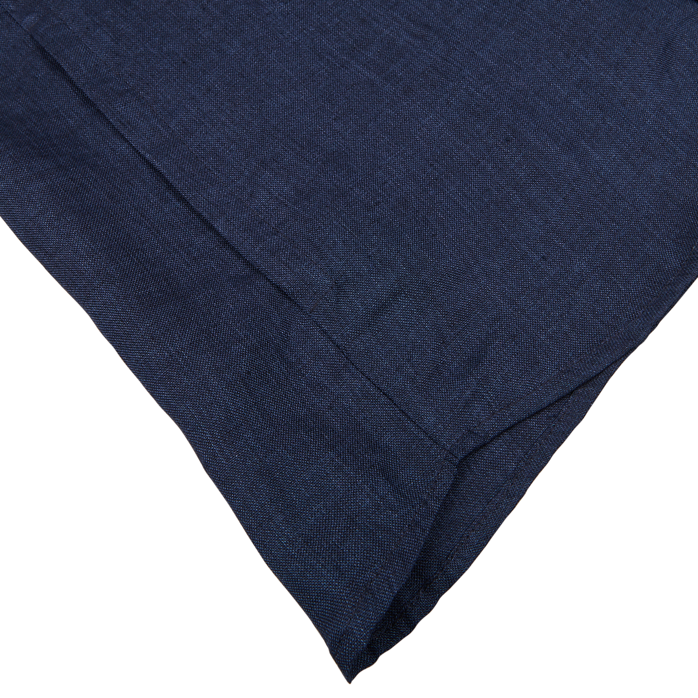 Close-up view of a Mazzarelli Dark Blue Organic Linen Overshirt with a neat fold, displaying its texture.