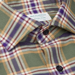 A Mazzarelli Green Checked Brushed Cotton Regular Shirt.