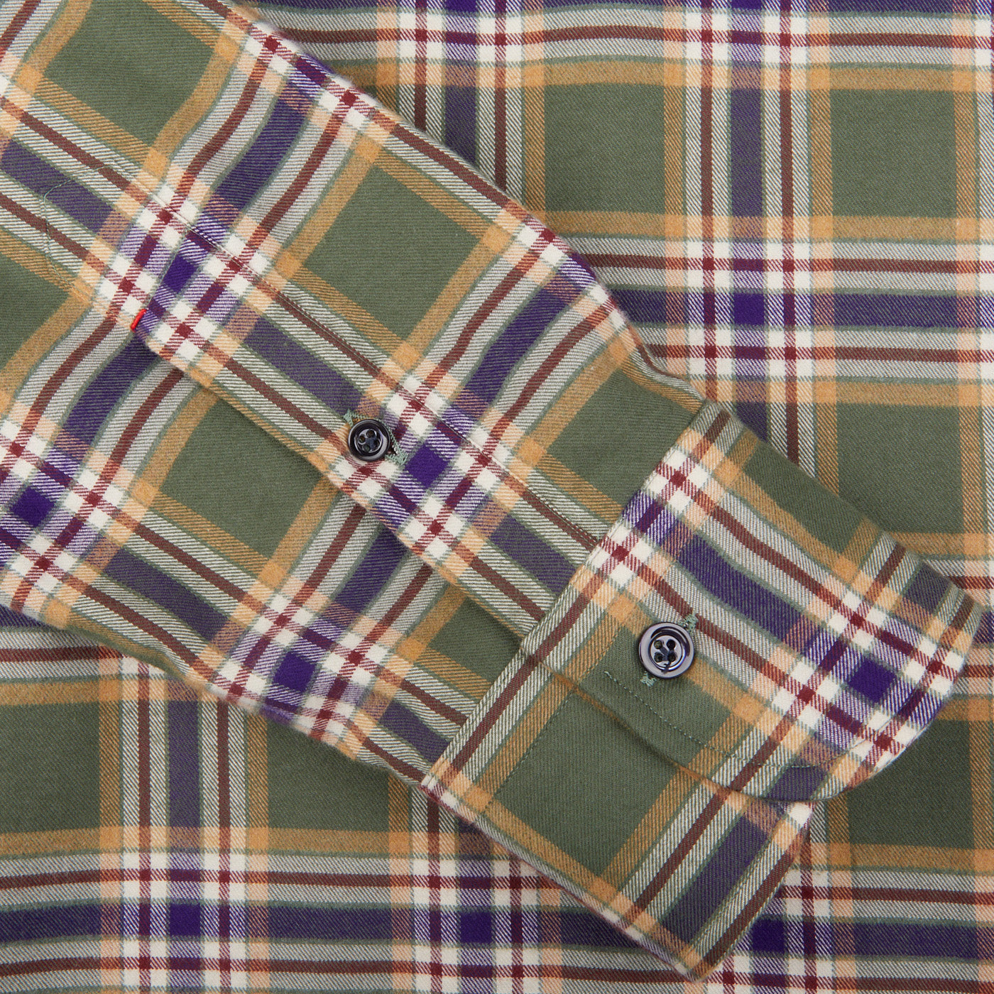 A close up of a Green Checked Brushed Cotton Regular Shirt made by Mazzarelli, an Italian shirtmaker.