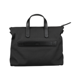 The Eclipse Black M/S Nylon Brief by Mismo is a sleek urban bag with two handles and a zip closure, ideal for city adventures.