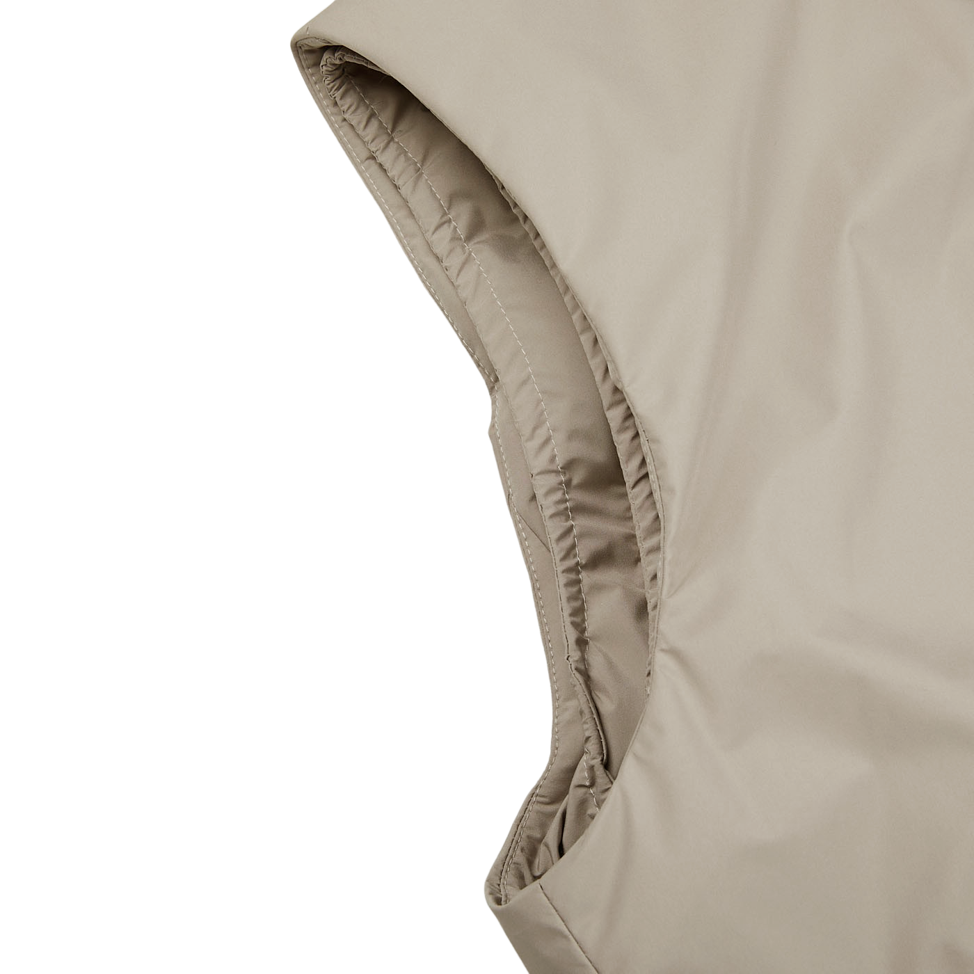 A close up of a weather-resistant Moorer Beige Down Padded Knitted Sleeve Bomber on a white surface.