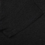 A close up of a breathable Paige Black Linen Capri Collar Polo Shirt.