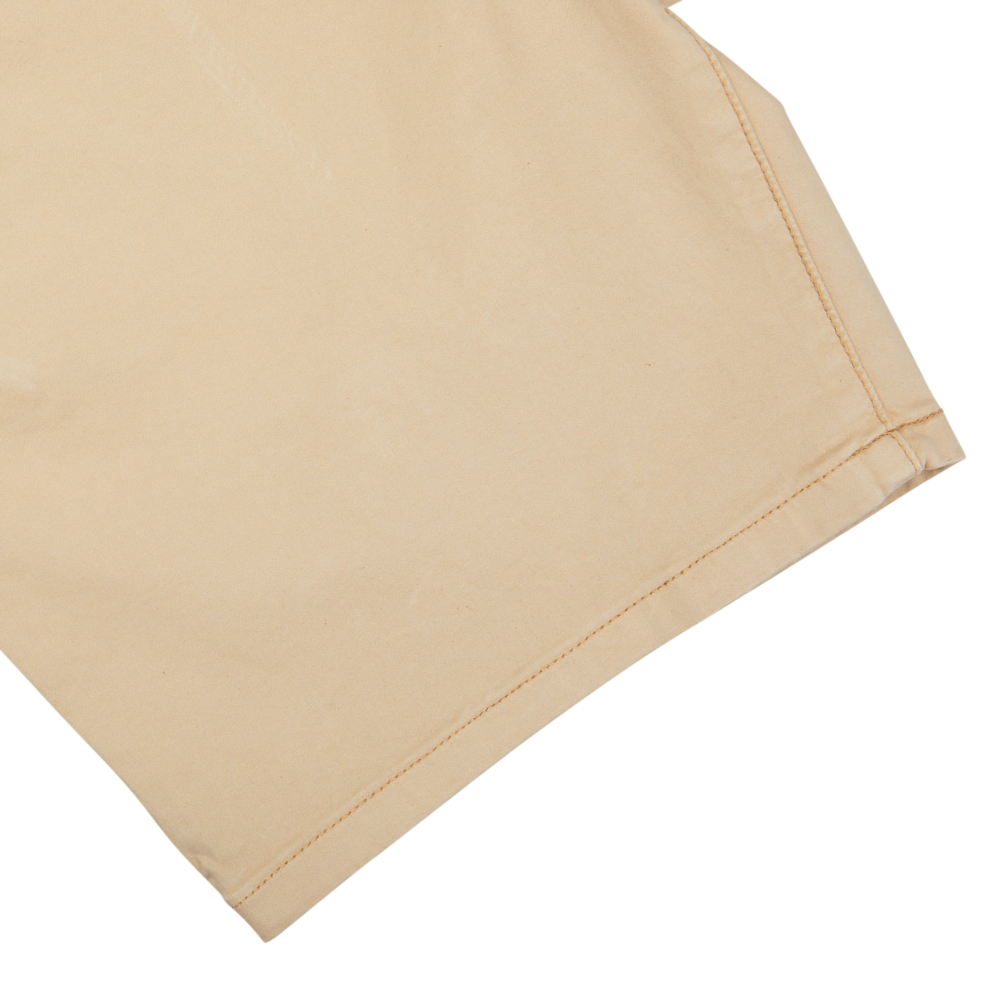 Khaki Beige Cotton Blend Paige Shorts with a neatly stitched hem on a white background.