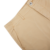 Khaki Beige Cotton Blend Phillips Shorts with a side pocket detail on a white background by Paige.