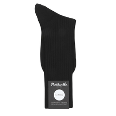 Black Egyptian Cotton Isle Danvers Ankle Socks crafted by Pantherella with luxurious comfort, featuring a ribbed design. Part of the "Classic Collection.