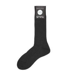 The Pantherella Charcoal Egyptian Cotton Isle Danvers Ankle Sock, displayed on a white background, is made from luxurious cotton lisle yarn. The men's dress sock features a label at the top, exuding sophistication and comfort in its refined charcoal grey hue.