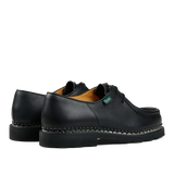 Black Lis Noir Leather Michael Derbies with thick soles on a transparent background by Paraboot.