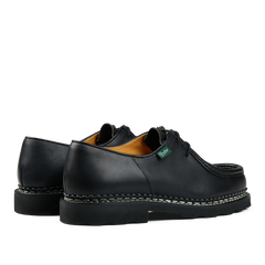 Black Lis Noir Leather Michael Derbies with thick soles on a transparent background by Paraboot.