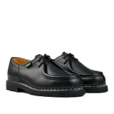 A pair of Black Lis Noir leather Michael derbies from Paraboot with thick rubber soles.