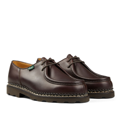 A brown Paraboot Lis Cafe Leather Michael derby shoe with a calf leather sole.