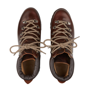 A pair of Marron Lis Ecorce Leather Avoriaz Hiking Boots suitable for mountain trekking and urban environments, featuring laces by Paraboot.