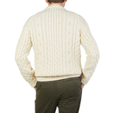 Peregrine Ecru Merino Wool Hudson Aran Jumper Back