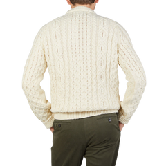 Peregrine Ecru Merino Wool Hudson Aran Jumper Back