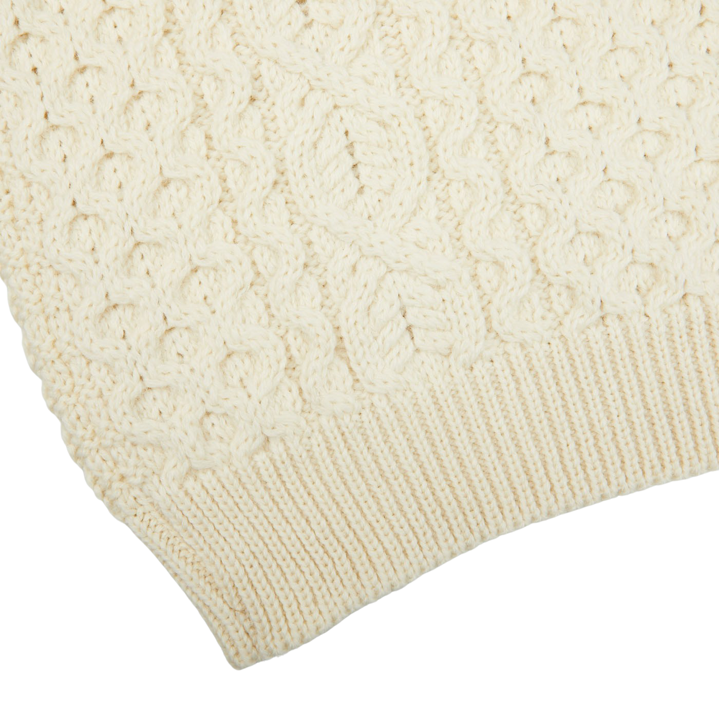 Peregrine Ecru Merino Wool Hudson Aran Jumper Edge