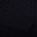 Peregrine Navy Blue Merino Wool Hudson Aran Jumper Cuff