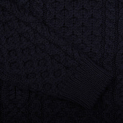 Peregrine Navy Blue Merino Wool Hudson Aran Jumper Cuff