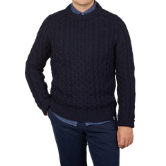 Navy aran wool best sale