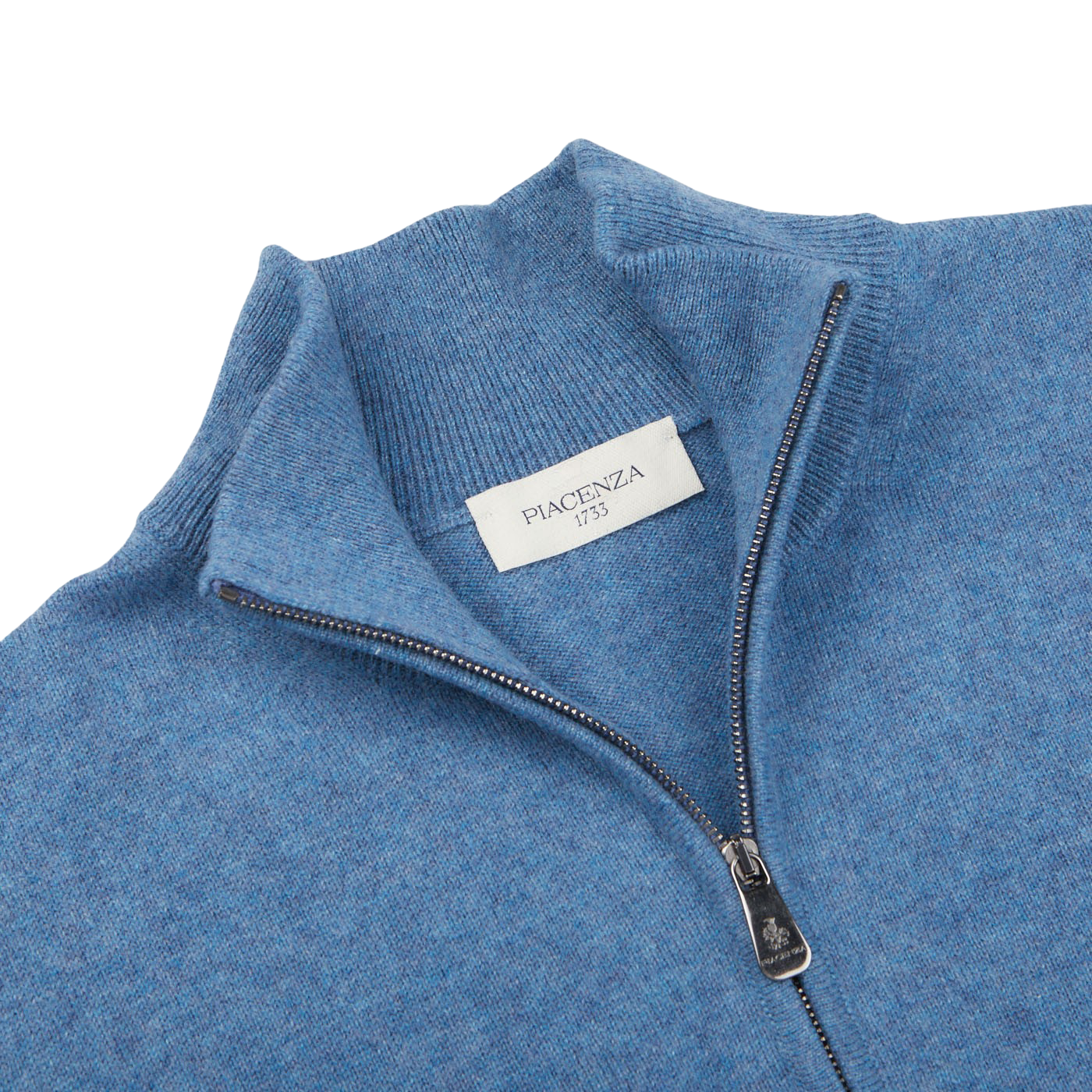 Light Blue Melange Luxury Touch Cotton Quarter Zip Sweater