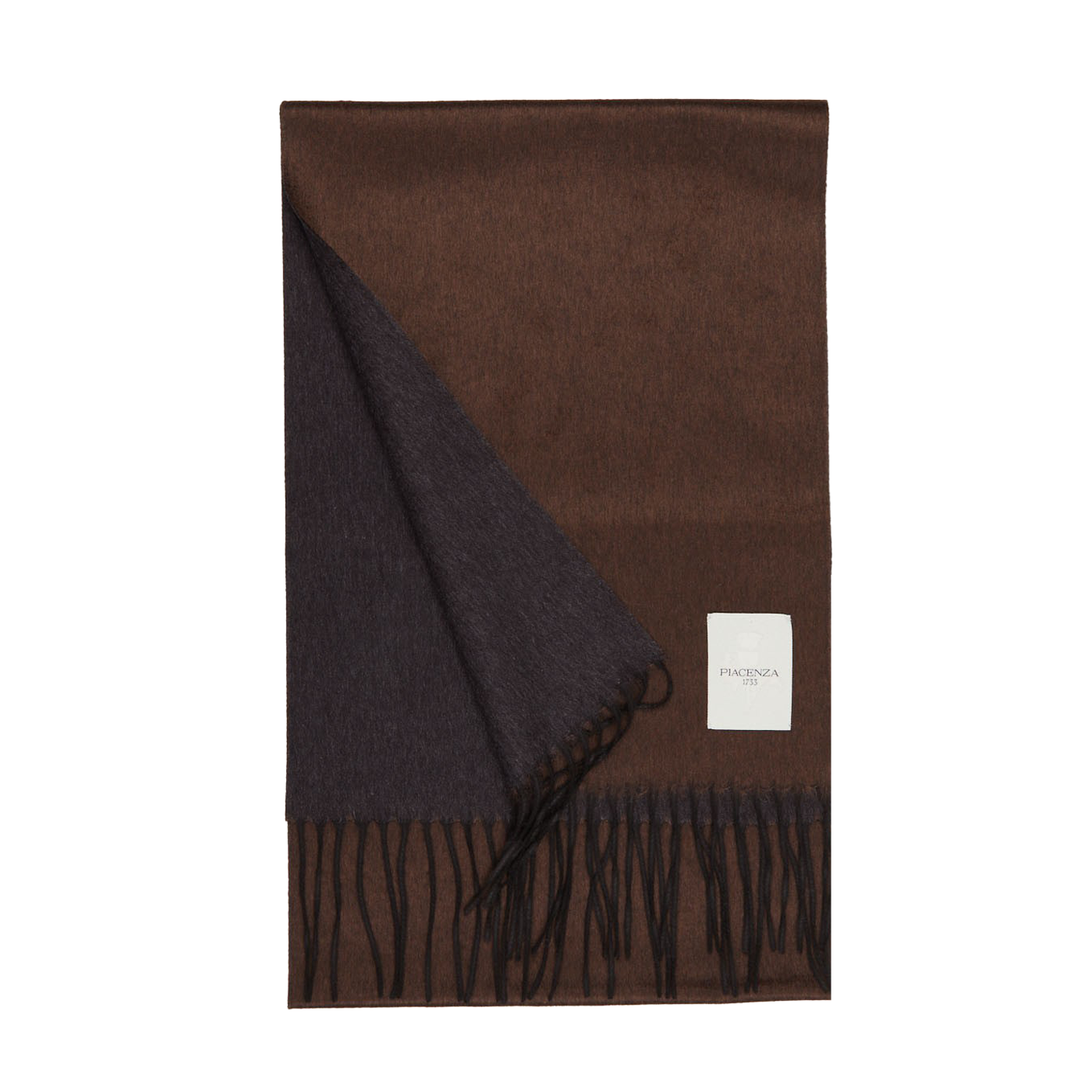 Piacenza Cashmere Brown Chestnut Two-Sided Silk Cashmere Scarf Feature