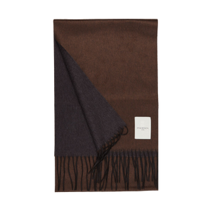 Piacenza Cashmere Brown Chestnut Two-Sided Silk Cashmere Scarf Feature