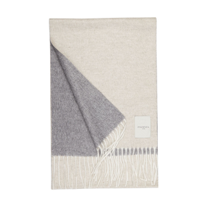 Piacenza Cashmere Light Grey Taupe Two-Sided Silk Cashmere Scarf Feature