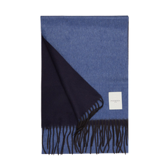 Piacenza Cashmere Navy Sea Blue Two-Sided Silk Cashmere Scarf Feature