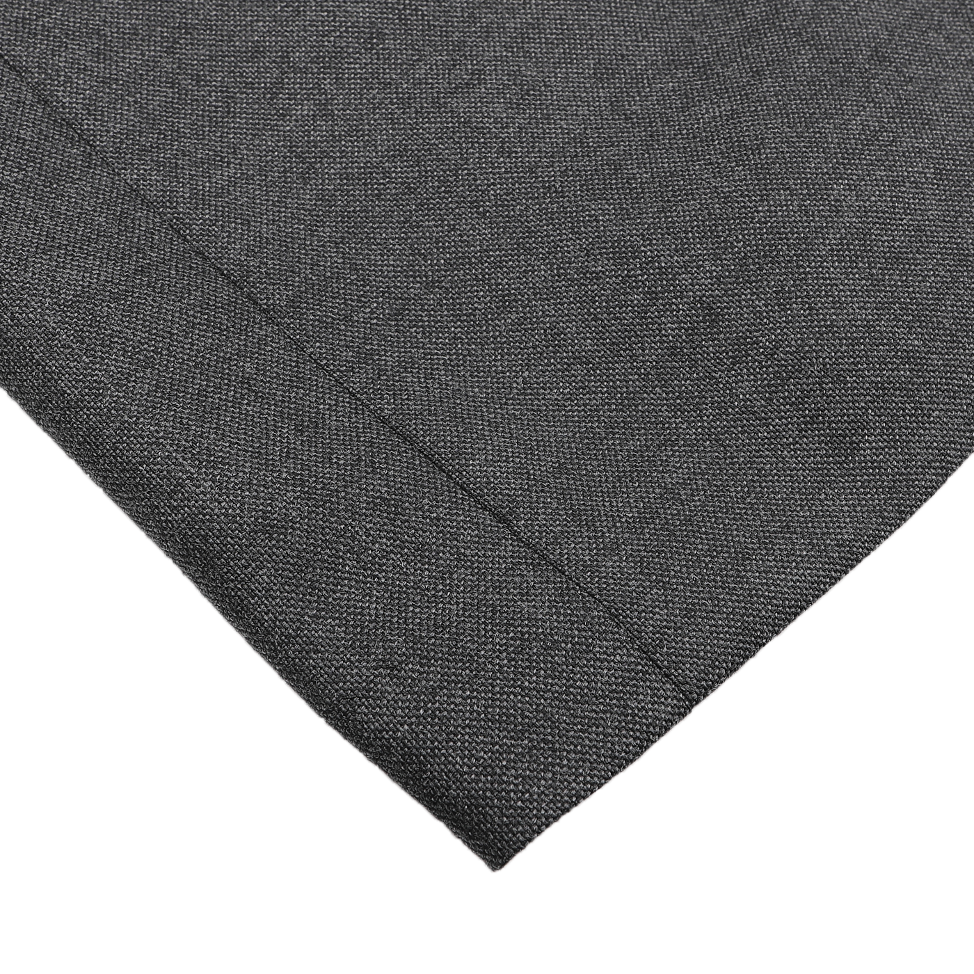 Close-up of a corner of the Grey Calm Twist Wool DB Suit by Ring Jacket, highlighting its woven texture and clean edge, perfect for crafting a refined suit.