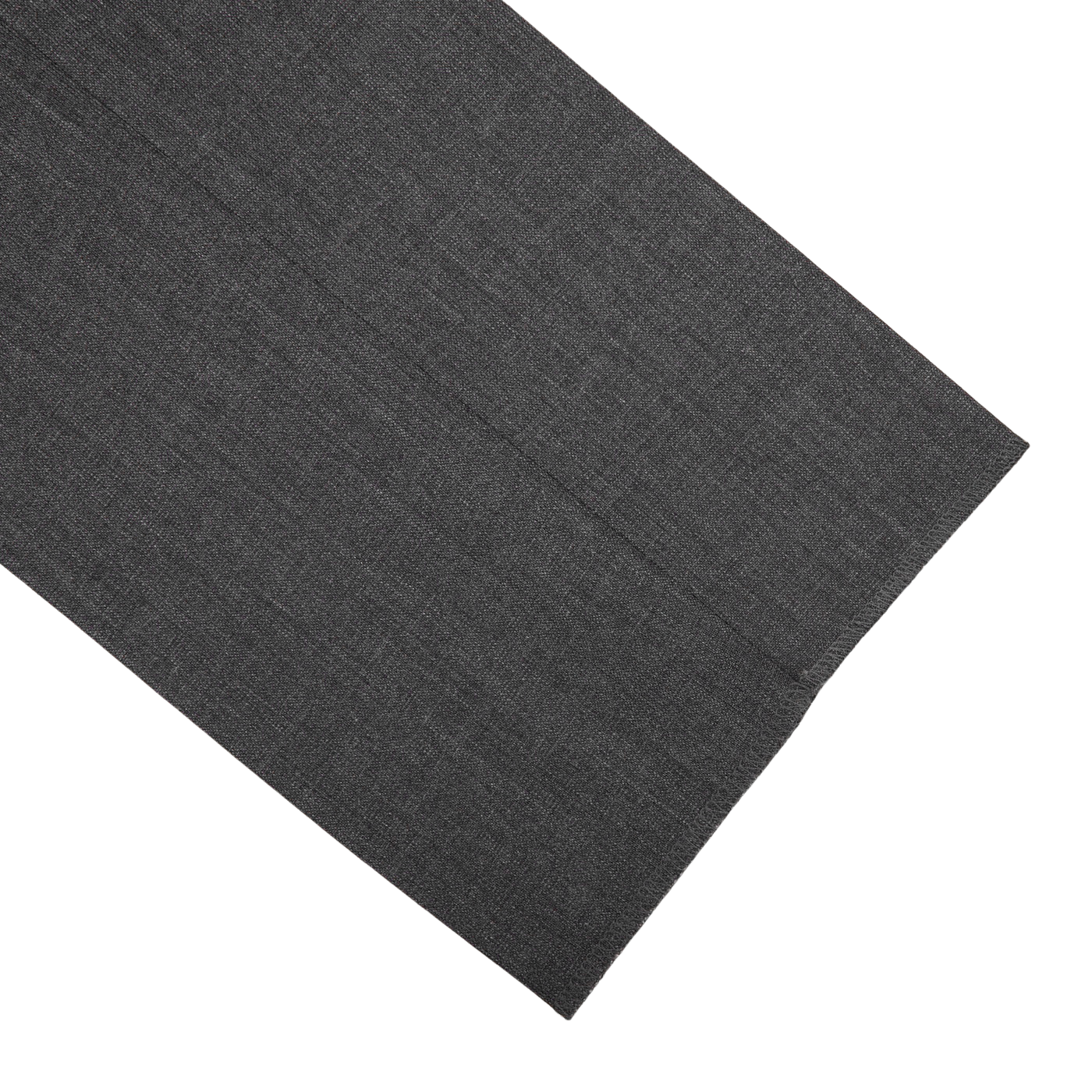 A close-up of a Ring Jacket dark grey high twist wool suit fabric swatch with a subtle texture, displayed on a white background.