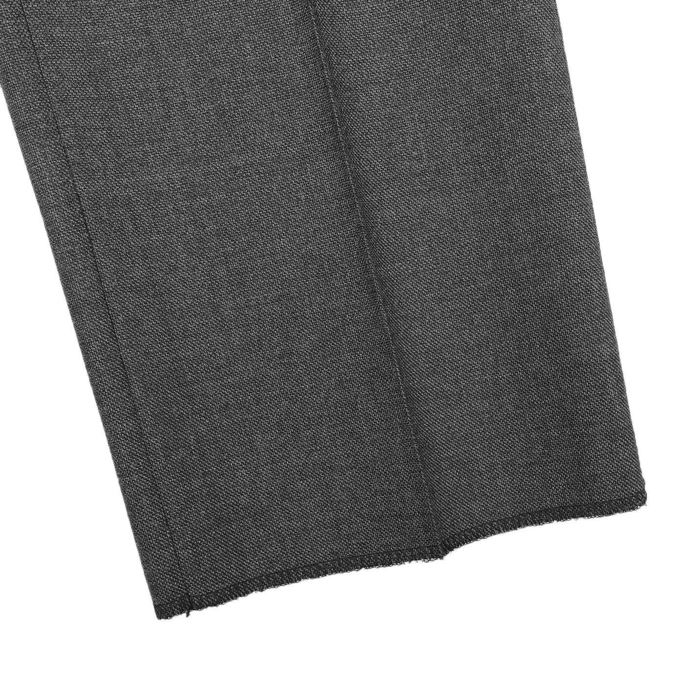 Close-up of the Grey Calm Twist Wool DB Suit by Ring Jacket, highlighting the neatly stitched seam along the edge of its high-twist wool fabric in gray.