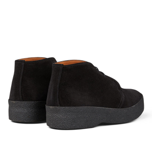 A pair of comfortable Sanders black suede hi top boots with a low heel.