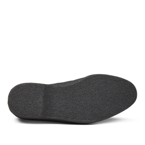 A single Sanders Black Suede Hi Top Boot insole lying flat against a striped background.