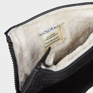 A Black Suede Leather Original Curling Boots pouch from Sanders.