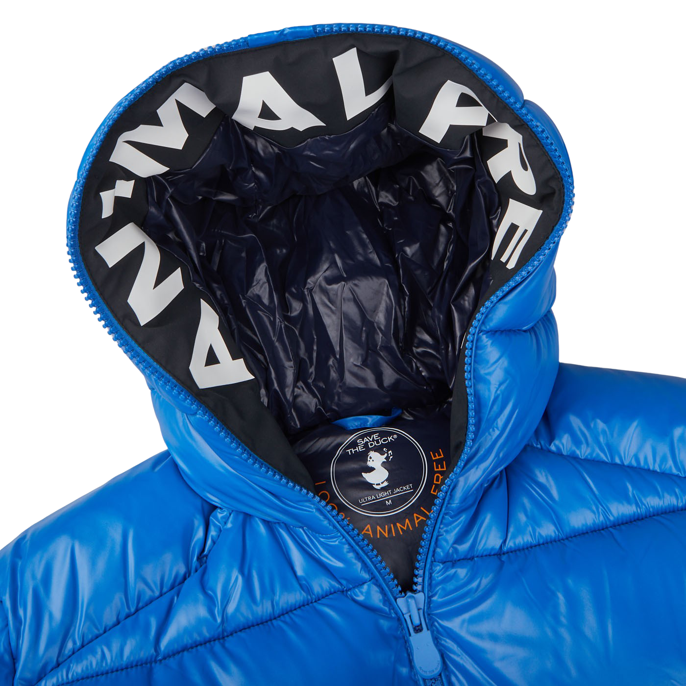 Save The Duck Blue Quilted Edgard Nylon Jacket Collar