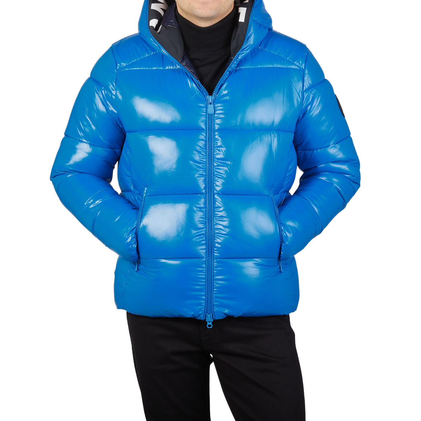 Save The Duck Blue Quilted Edgard Nylon Jacket Front