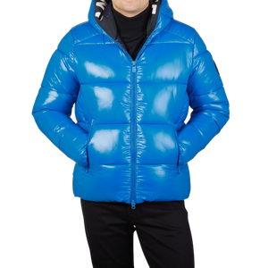 Save The Duck Blue Quilted Edgard Nylon Jacket Front