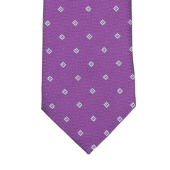 Handmade in England by Seaward & Stearn, the Purple Diamond Woven Silk Tie boasts a refined pattern of small white squares, offering a sophisticated touch for any occasion.