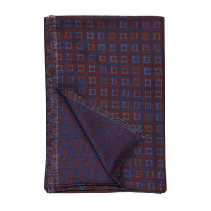 Silvio Fiorello navy red geometric wool silk double sided scarf.