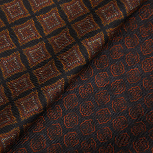 Silvio Fiorello's Black Orange Geometric Wool Silk Double Sided Scarf.
