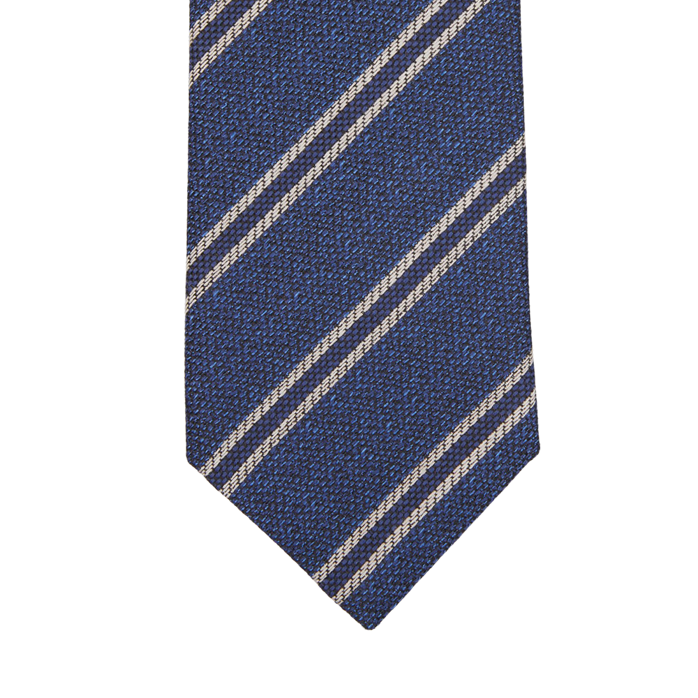 Silvio Fiorello | Blue Striped Silk Cotton Wool Tie – Baltzar