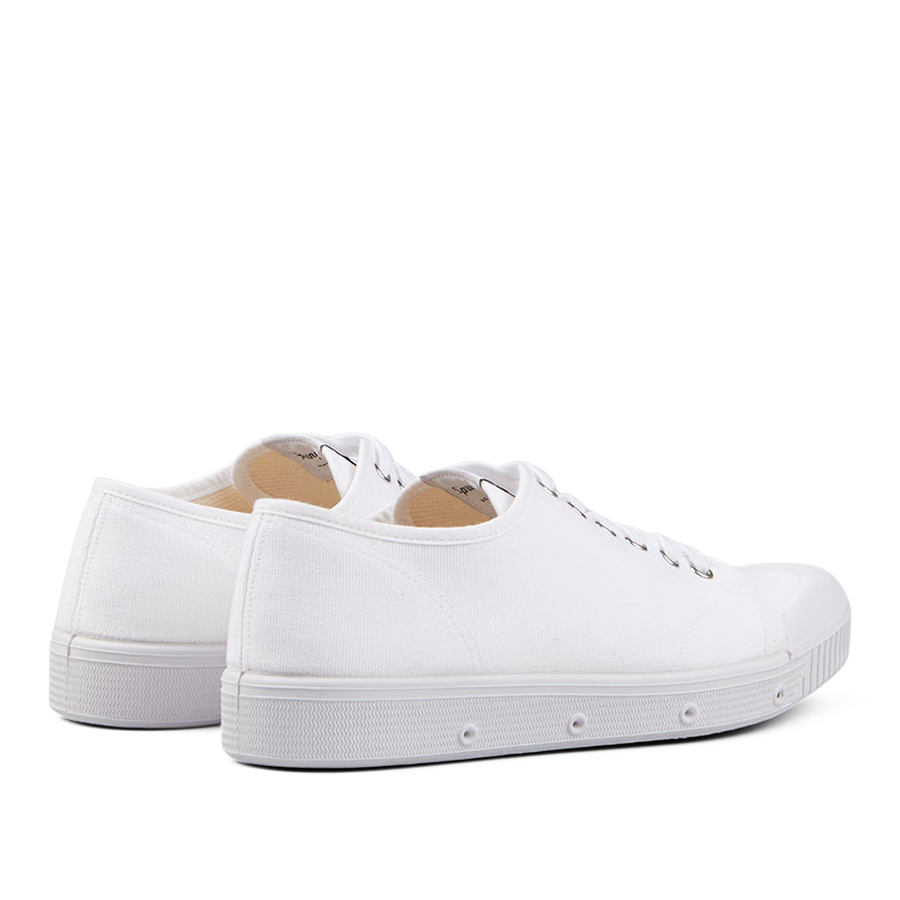A pair of White Cotton Canvas G2 Sneakers by Spring Court with a rubber sole on a white background.