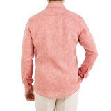 Stenströms Matte Red Linen Cutaway Fitted Body Shirt Back