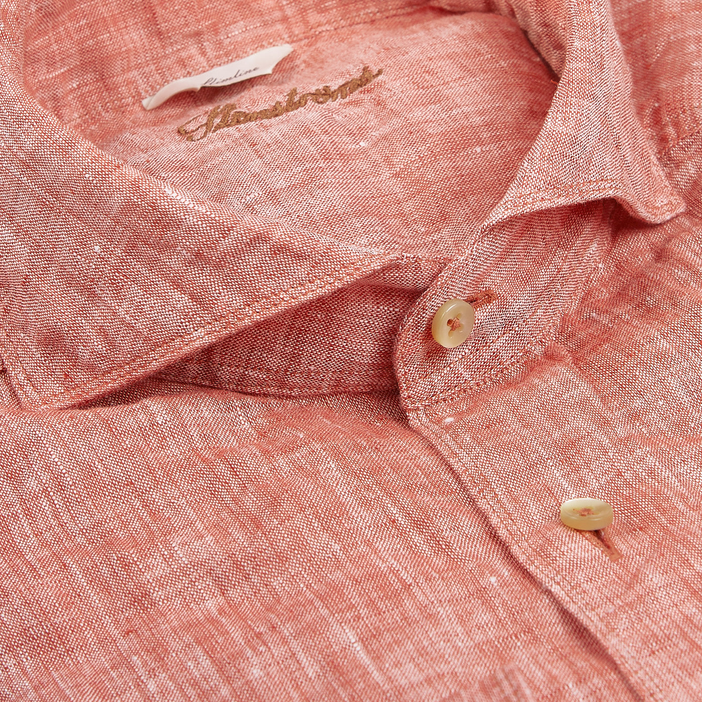 Stenströms Matte Red Linen Cutaway Slimline Shirt Collar