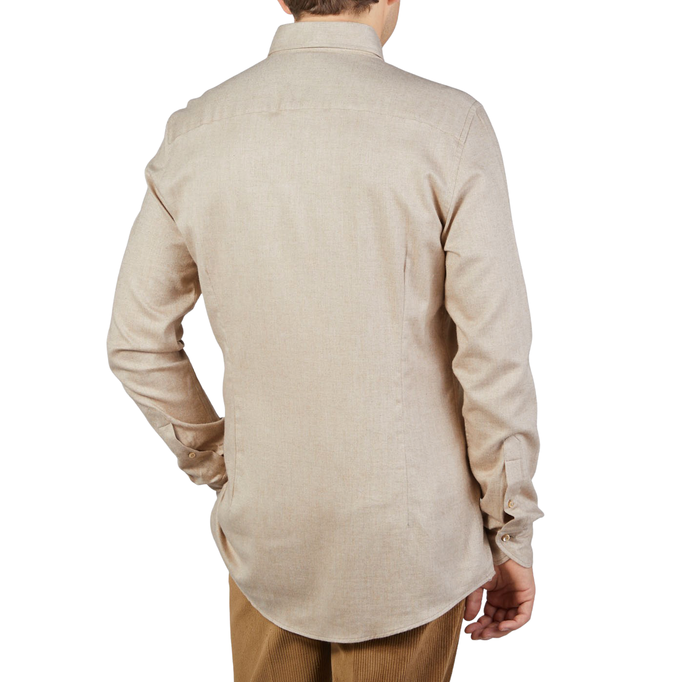 Stenströms  Beige Melange Cotton Flannel Slimline BD Shirt – Baltzar