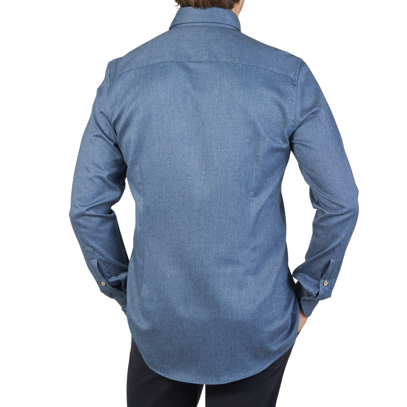 Stenströms Blue Cotton Flannel Slimline BD Shirt Back