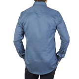 Stenströms Blue Cotton Flannel Slimline BD Shirt Back